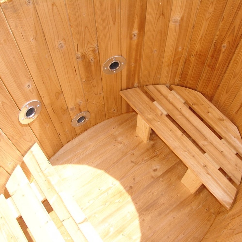 Ciubăr din lemn OVAL cu sobă externă 1-2 Persoane - 700L